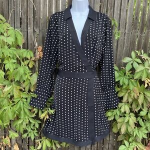 NWT Abercrombie & Fitch Long Sleeve Wrap Polka Dot Dress Medium MSRP 90$ Career